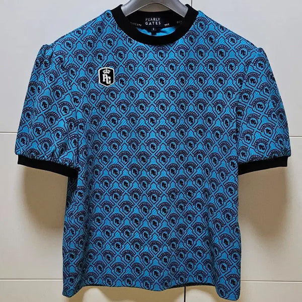 [BUNJANG] Pearly Gates Logo Pattern Short Sleeve Golf T-shirt / 파리게이츠 로고 패턴 골프 반팔 티셔츠