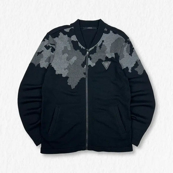 [BUNJANG] Guess Camo Color-Block Knit Zip-Up / 게스 카모 배색 니트집업