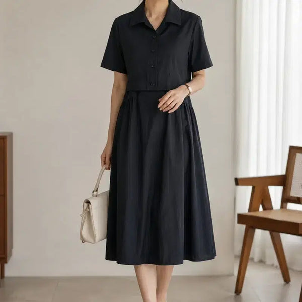 [BUNJANG] Reete Two-Piece Style Shirt Dress M / Reete 블랙 셔츠 투피스형 원피스 M