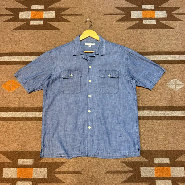 [BUNJANG] JW Anderson x Uniqlo Chambray Short Sleeve Shirt / JW앤더슨 유니클로 데님 샴브레이 반팔 셔츠 M