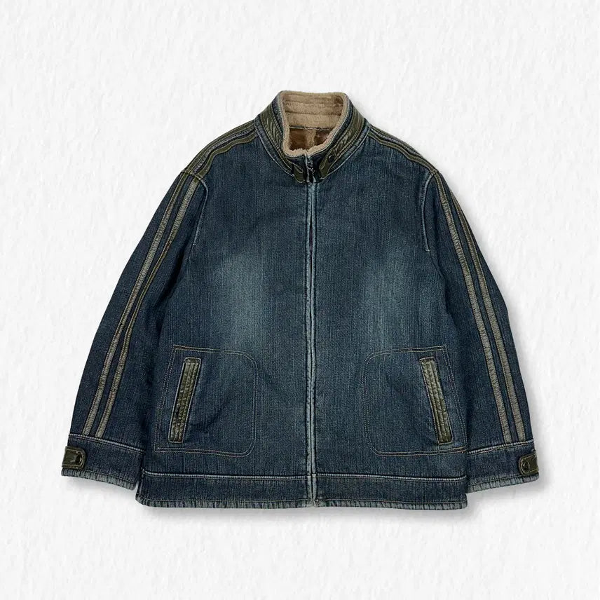 [BUNJANG] Vintage Washed Denim Sherpa Jacket / 빈티지 워싱 데님 쉐르파자켓