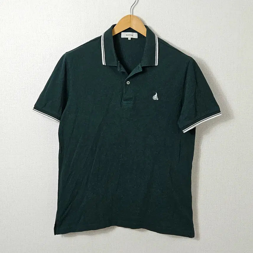 [BUNJANG] Beanpole 25SS Short-Sleeve Polo T-Shirt Deep Green M / 빈폴 25ss 반팔 폴로 카라티 피케티 딥그린 팁배색 맨 M