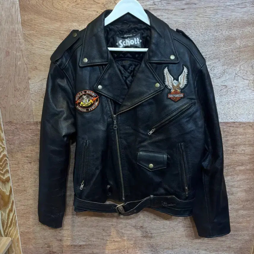 [BUNJANG] Schott Harley-Davidson Patch Leather Rider Jacket / Scott 쇼트 할리데이빈스 패치 라이더 가죽 자켓 M사이즈