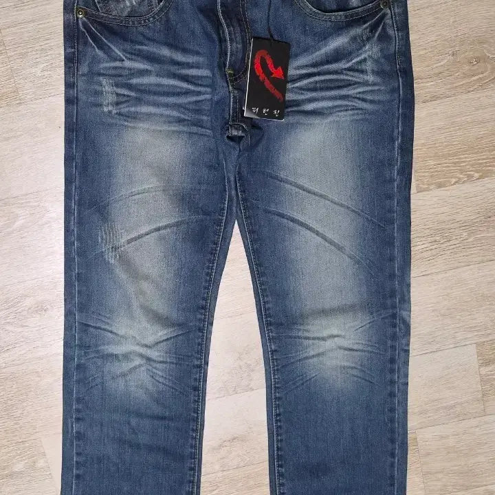 [BUNJANG] EVISU P.TURN JEANS Washed Denim Pants / EVISU 에비수 청바지 블루 워싱 데님