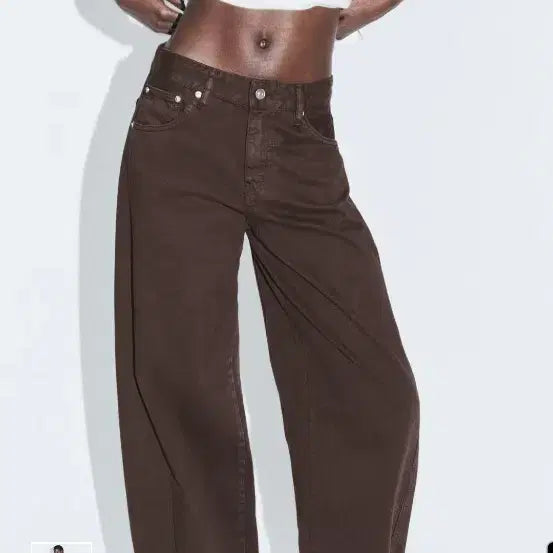 [BUNJANG] ZARA Brown Wide Leg Denim Pants / (새상품)자라 브라운 와이드 데님 팬츠