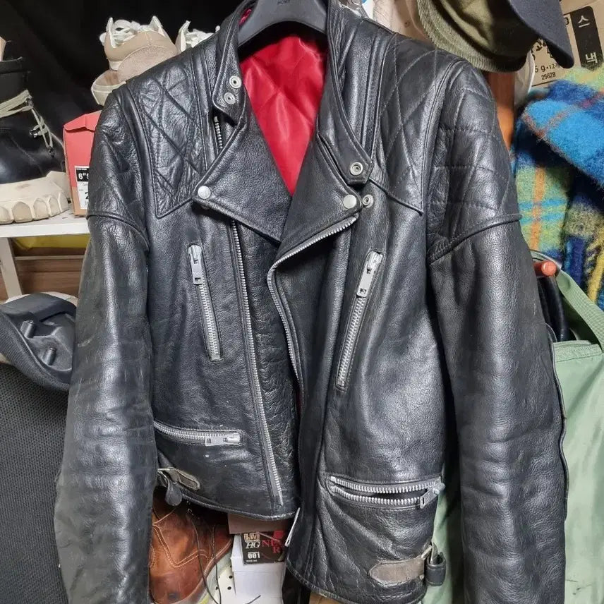 [BUNJANG] Full Grain Cowhide Double Rider Jacket / 풀그레인 소가죽 더블라이더