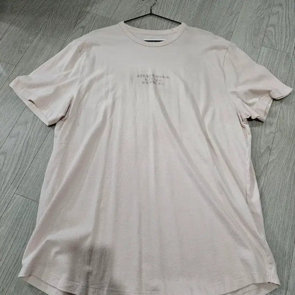 [BUNJANG] Abercrombie & Fitch Men's Pink Embroidered Logo T-Shirt XL / 아베크롬비 2XL 연핑크 남성 반팔 티셔츠 자수로고