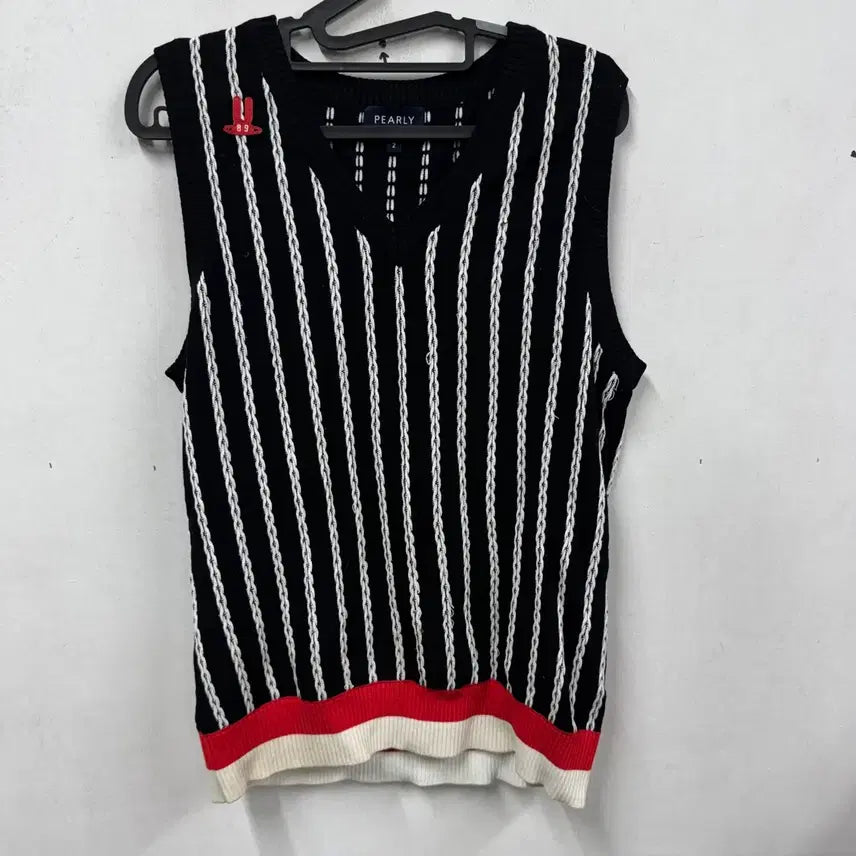 [BUNJANG] PEARLY GATES Striped Knit Vest Size 2 / 파리게이츠 스트라이프 니트 조끼 2사이즈