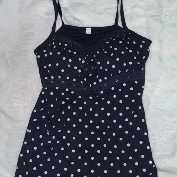 [BUNJANG] Vintage Built-in Bra Polka Dot Camisole / 빈티지 캡내장 도트 나시