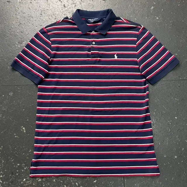 [BUNJANG] Polo Golf Striped Collar T-Shirt / 100 폴로 골프 스트라이프 카라티