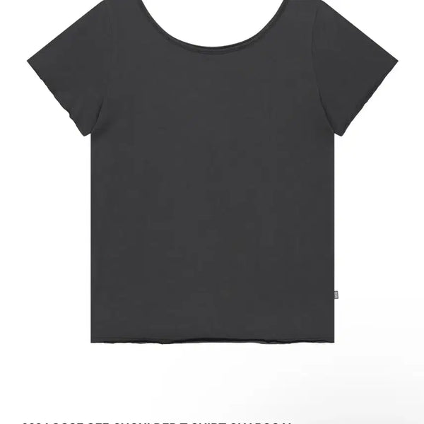 [BUNJANG] KOSEIO 038 Loose Off-Shoulder T-Shirt Charcoal / 코이세이오 038 LOOSE OFF-SHOULDER T-SHIRT CHARCOAL