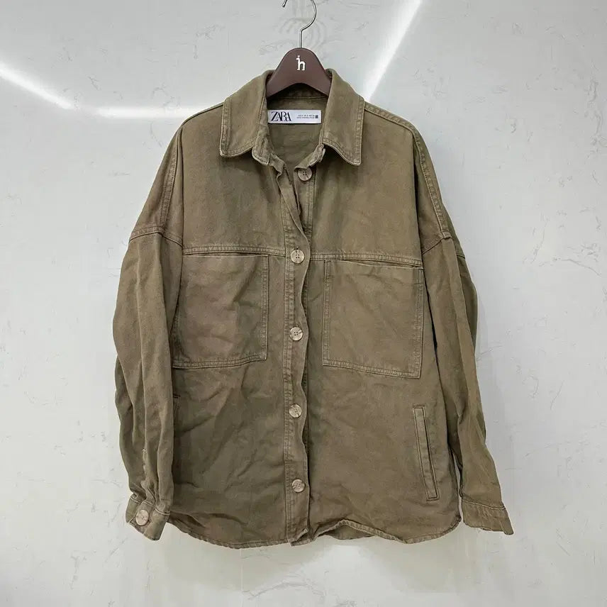 [BUNJANG] Zara Beige Oversized Trucker Denim Shirt Jacket S / 자라 베이지 셔츠 트러커 오버사이즈 자켓 S