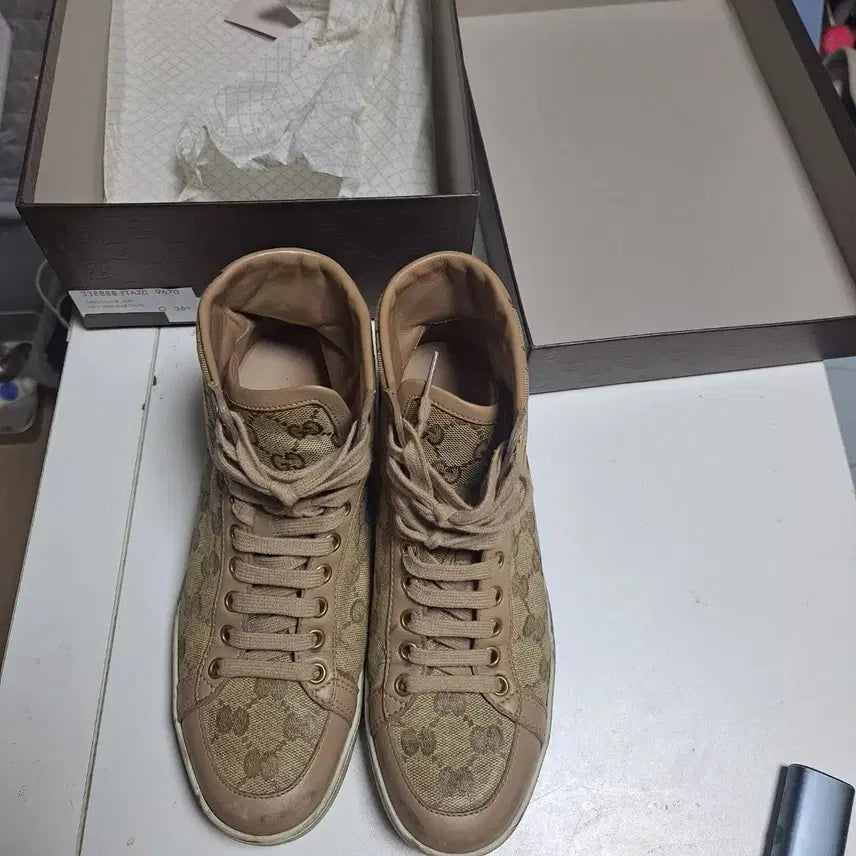 [BUNJANG] Gucci High-Top Canvas Sneakers Size 36.5 / 구찌 하이탑 캔버스 스니커즈 구찌 신발 36.5