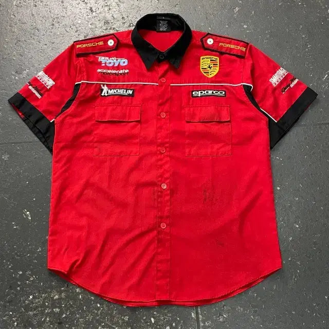 [BUNJANG] Vintage Porsche Racing Short Sleeve Shirt / 105 포르쉐 레이싱 반팔 셔츠