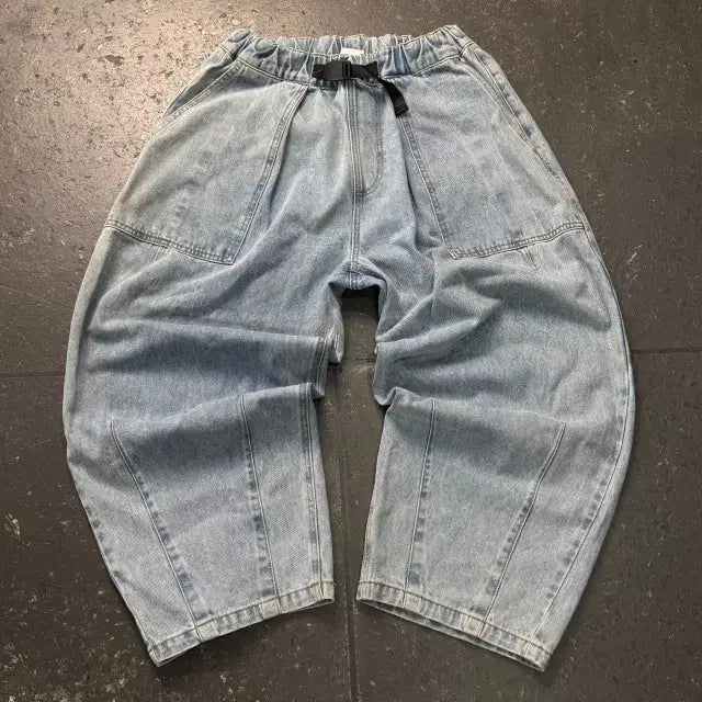 [BUNJANG] 100 Minimal Project Wide Balloon Denim Pants / 100 미니멀 프로젝트 와이드 벌룬 데님팬츠