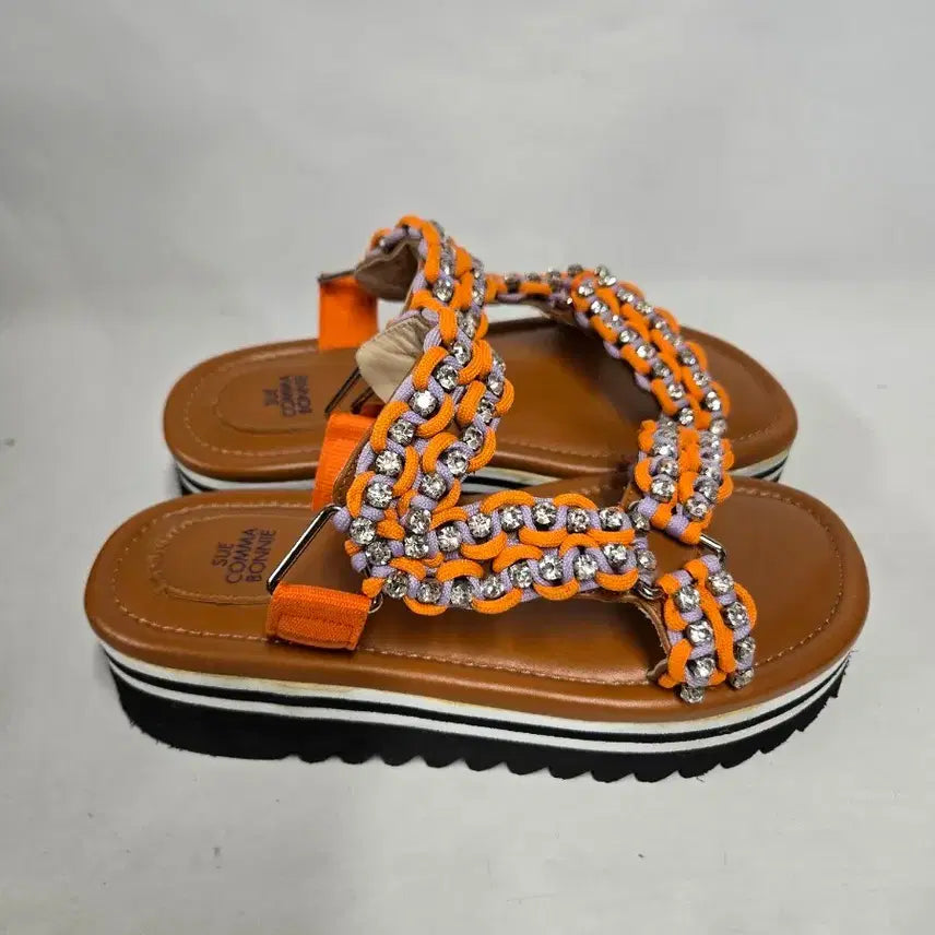 [BUNJANG] Suecomma Bonnie Cubic Strap Sandals Orange 370 / SUE COMMA BONNIE  슈콤마보니 큐빅 스트랩 샌들 오렌지 370