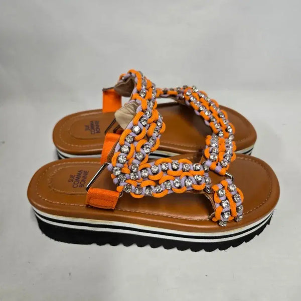[BUNJANG] Suecomma Bonnie Cubic Strap Sandals Orange 370 / SUE COMMA BONNIE  슈콤마보니 큐빅 스트랩 샌들 오렌지 370