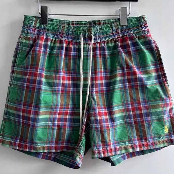 [BUNJANG] Polo Green Check Swim Pants (Size M) / 폴로 그린 체크 스윔 팬츠 (vap.97)