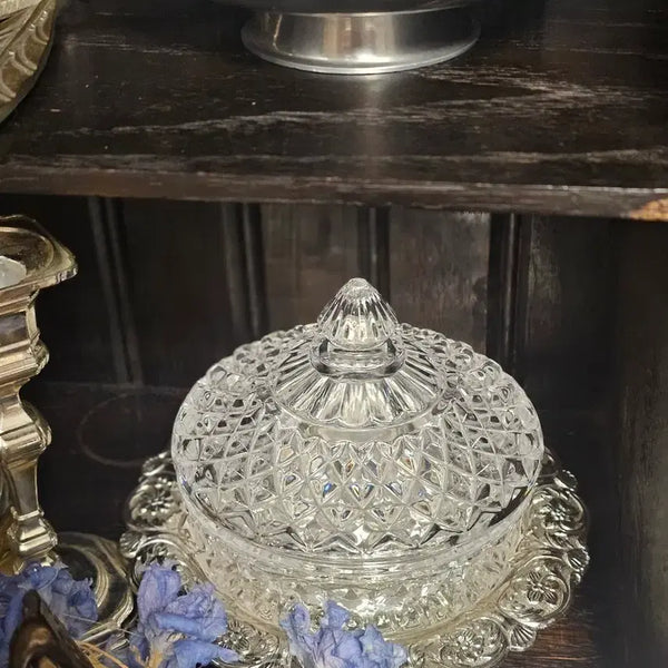 [BUNJANG] Vintage Crystal Butter Slice Dish / 빈티지 크리스탈 버터 실플 디쉬