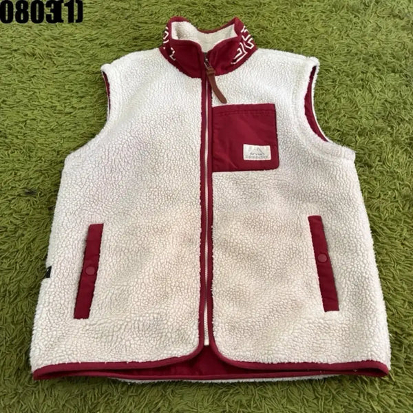 [BUNJANG] Gregory Fleece Vest Ivory Red / 그레고리 플리스 베스트 아이보리 레드