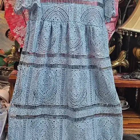 [BUNJANG] HOTPING Lace Long Dress Sky Blue / 핫핑(HOTPING레이스 원피스 하늘색