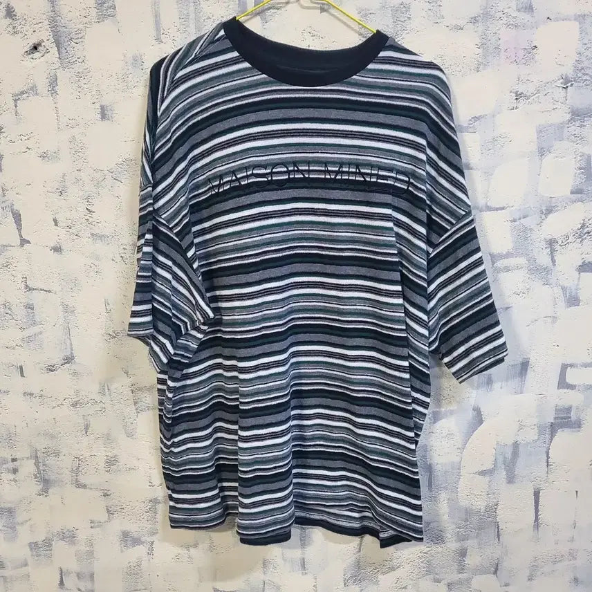 [BUNJANG] Maison Mine Striped Short Sleeve T-Shirt L / 메종미네 스트라이프 반팔 티셔츠 L