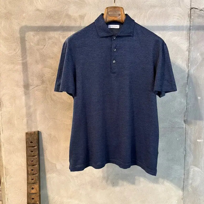 [BUNJANG] Grand Sasso Men's Navy Blue T-Shirt Size 100 / 그랑사소 PK 반팔티셔츠 남성100