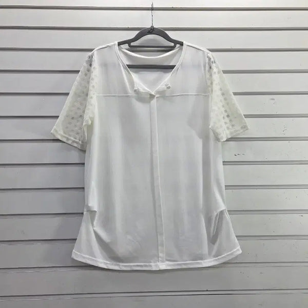 [BUNJANG] Ivory Check Sidelined Shirring Blouse / 아이보리 체크포인트 옆선셔링 블라우스/보물찾기천사