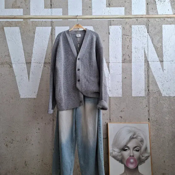 [BUNJANG] Wool Knit Cardigan with Elbow Patches / 행사2)울 니트가디건
