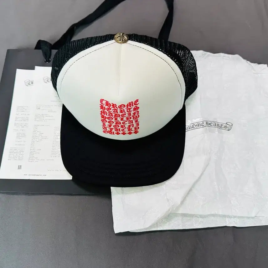 [BUNJANG] Chrome Hearts Eye Chart Trucker Hat Black White Red / [OS] 크롬하츠 아이차트 트러커햇 블랙 화이트 레드