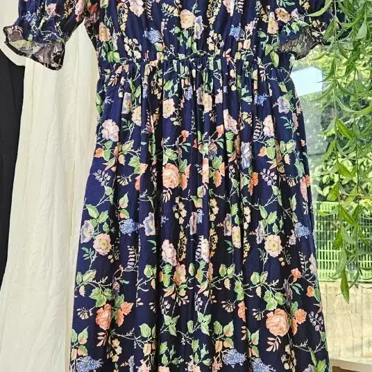 [BUNJANG] Flower Pattern Cotton Dress / [새상품]플라워 패턴 코튼 원피스