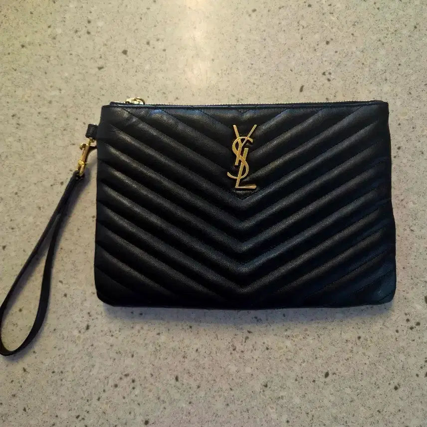 [BUNJANG] Saint Laurent Monogram Matelassé Small Clutch Bag Gold / (정품)생로랑 클러치백 모노그램 마틀라세 스몰금장