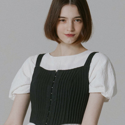 [BUNJANG] VODMENT by BOCAVACA Keira Pintuck Corset Top Black / 오더먼트 바이 보카바카 코르셋 탑 Keira Pintuck Corset Top_Black