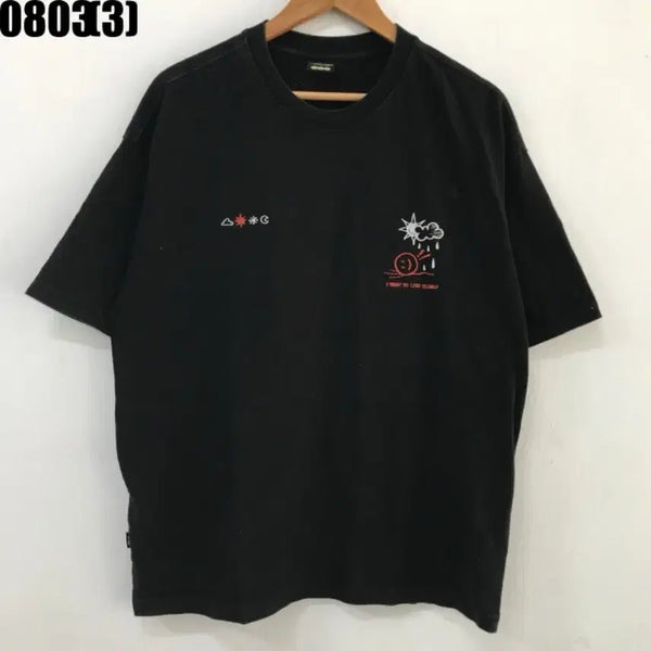 [BUNJANG] Cpgnstudio Black Short Sleeve T-Shirt Graphic Printing / Cpgnstudio 블랙 반팔 티셔츠 그래픽 프린팅 8/3