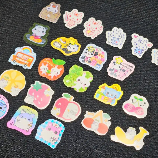 [BUNJANG] Heisei Retro Japanese Seal Stickers (23pcs) / 헤이세이 레트로 일본 씰 스티커 23매 고전 셋팅 햄스터 판다 토끼