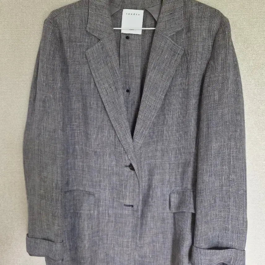 [BUNJANG] Sandro Check Pattern Jacket Gray / 산드로 체크 패턴 재킷 그레이