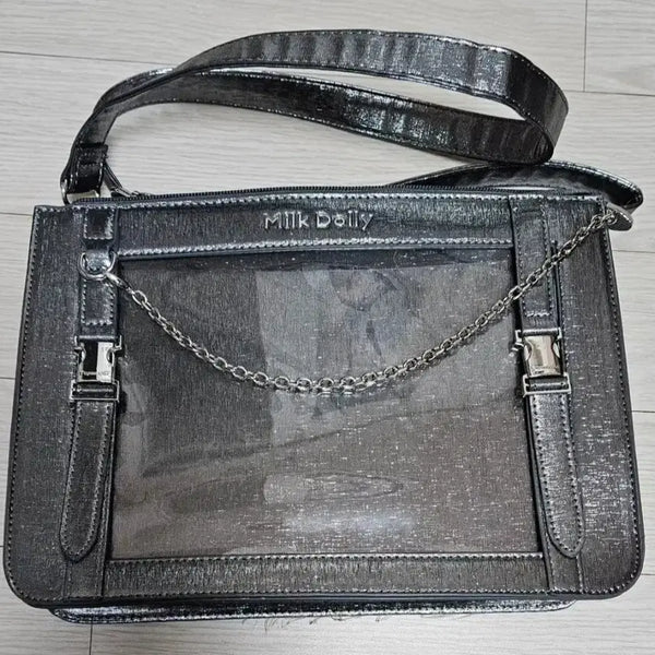 [BUNJANG] FuyuNeko Killer Itabag Large Badge Decor Transparent Crossbody Bag / 후유네코 킬러 이타백 대형 굿즈 캔뱃지 데코 투명가방 크로스백