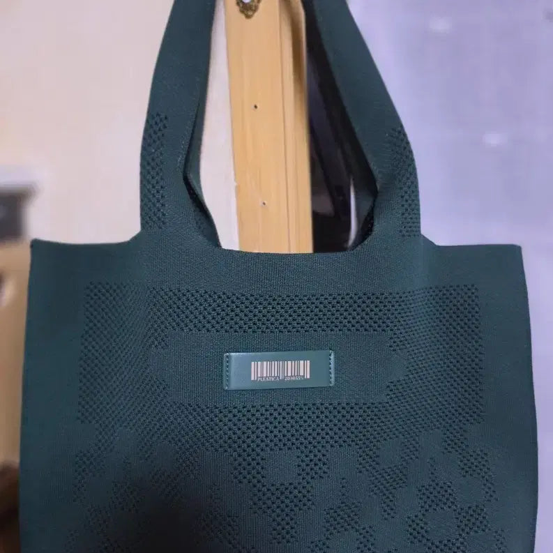 [BUNJANG] Platica Knit Tote Bag Deep Green / 플리티카 니트(고무실) 토트백 딥그린 새상품