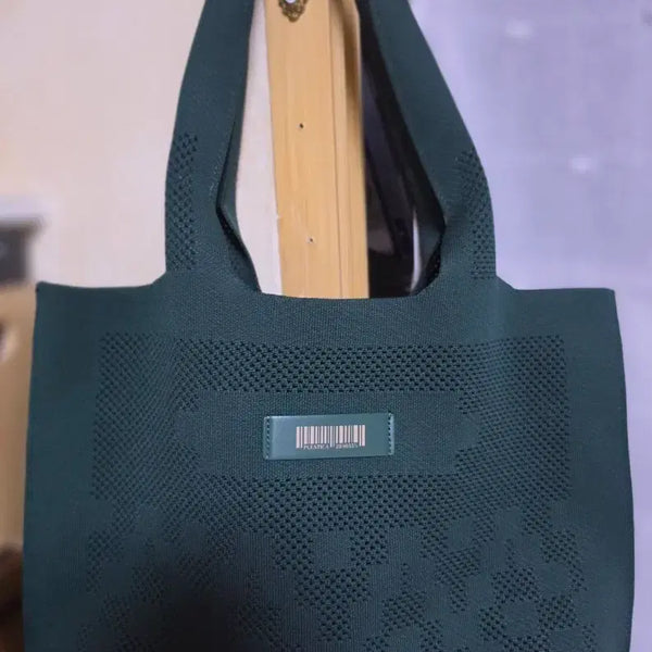 [BUNJANG] Platica Knit Tote Bag Deep Green / 플리티카 니트(고무실) 토트백 딥그린 새상품