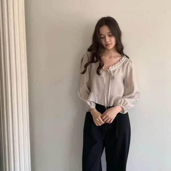 [BUNJANG] Lietto Near Blouse (Beige) / 리에뜨 니어 블라우스(베이지)