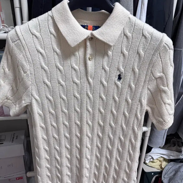 [BUNJANG] Polo Ralph Lauren Cable Knit Cotton Polo Sweater - M / [폴로랄프로렌] 케이블 니트 코튼 폴로 스웨터 M