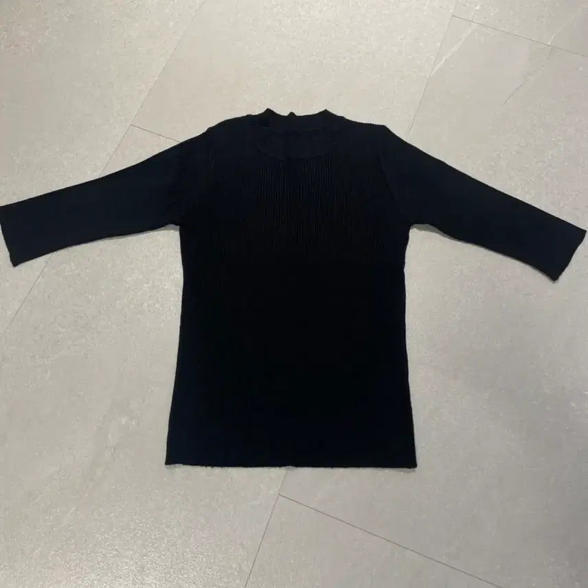 [BUNJANG] Black Ribbed 7-Part Sleeve Knit Top / 블랙 골지 7부 긴팔 니트 상태좋음
