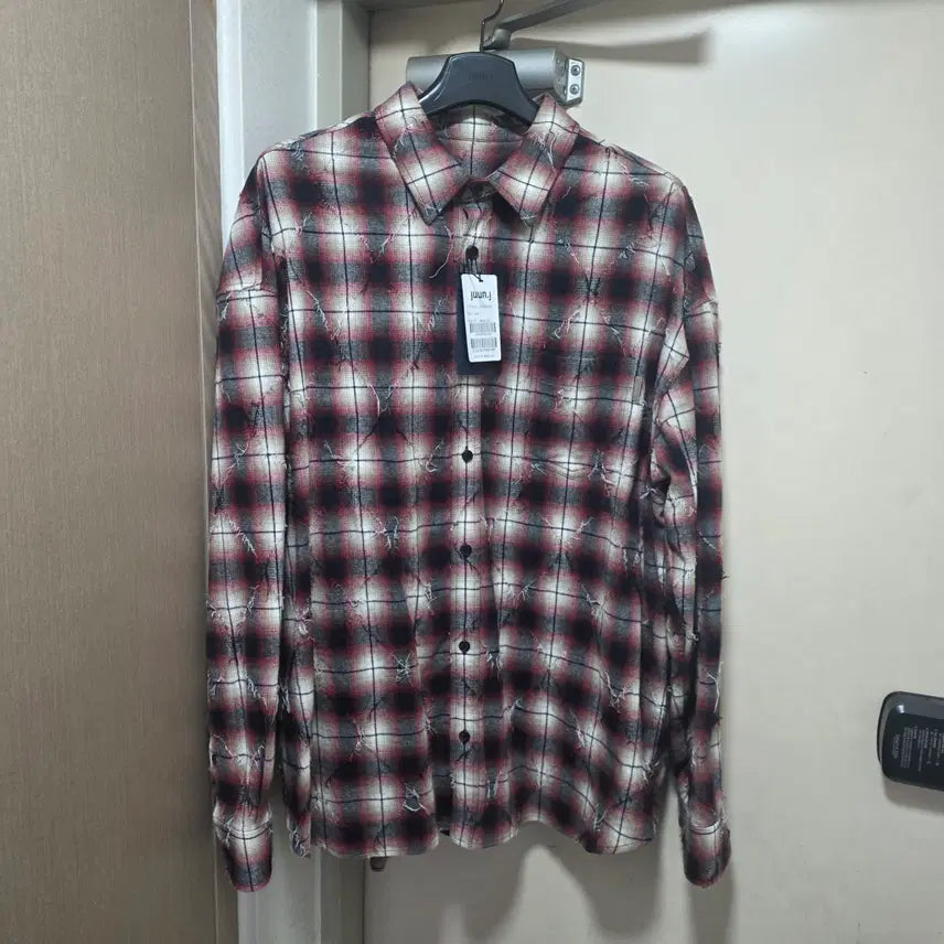 [BUNJANG] Juun.J Argyle Red Shirt 48 / [준지] 아가일 레드 - 48Size