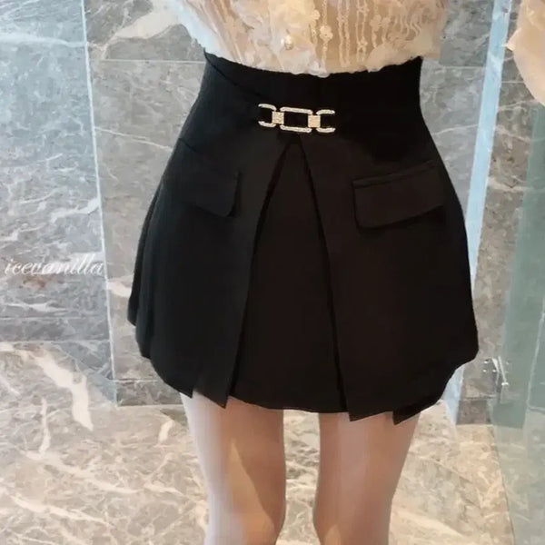 [BUNJANG] Cubic Belt Mini Skirt / 큐빅 벨트 미니스커트 새상품 s 하객룩 파티룩