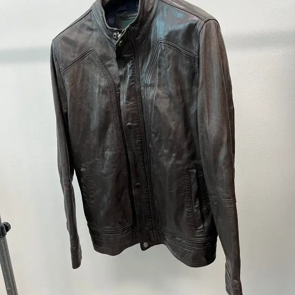[BUNJANG] Henry Cotton's Brown Lambskin Leather Jacket / 100-105) 헨리코튼 브라운 가죽자켓