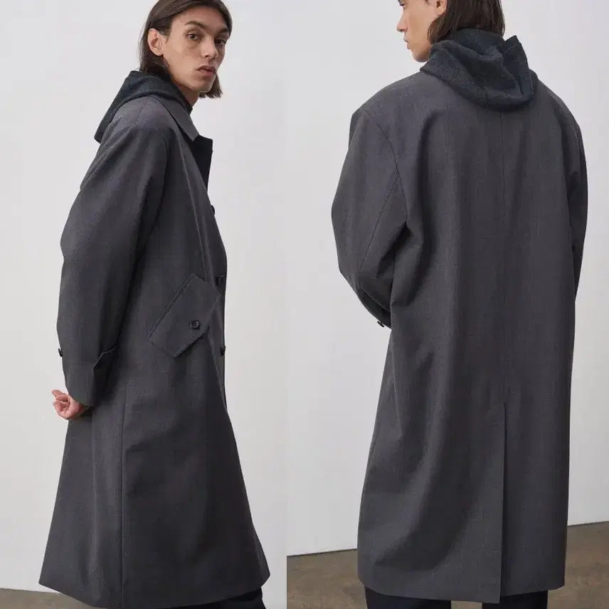 [BUNJANG] J Rium Devon Drop Shoulder Single Breasted Coat Charcoal M / 새제품 반값이하))제이리움 /데번 드롭 숄더 싱글 브레스티드 코트 차콜 / M