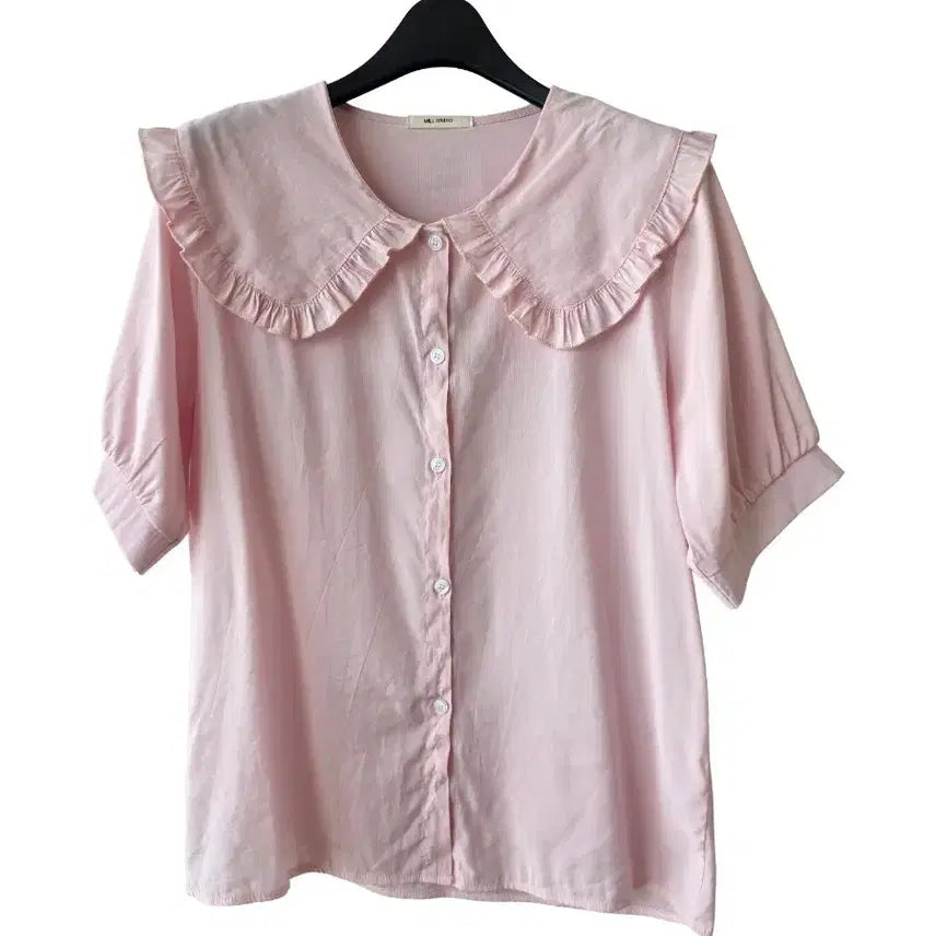 [BUNJANG] Big Collar Pink Blouse / 66/빅카라 핑크 블라우스