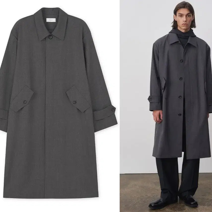 [BUNJANG] J Rium Devon Drop Shoulder Single Breasted Coat Charcoal M / 새제품 반값)))제이리움 /데번 드롭 숄더 싱글 브레스티드 코트 차콜 / M