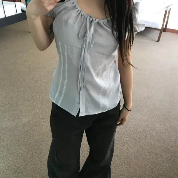 [BUNJANG] Hevib Haven Blouse Light Gray / 헤비브 haven 블라우스 연그레이