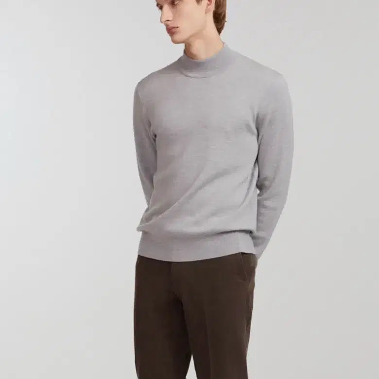 [BUNJANG] MAESTRO Grey Melange Wool Mock Neck Knit Sweater / 마에스트로 그레이 멜란지 울 모크넥 니트 스웨터